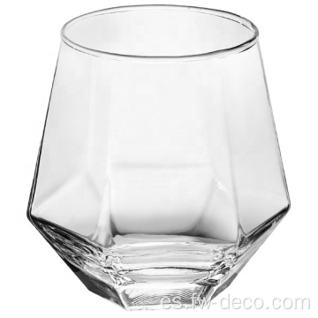 Copa de vidrio de whisky de diamante de diamante soplado a mano